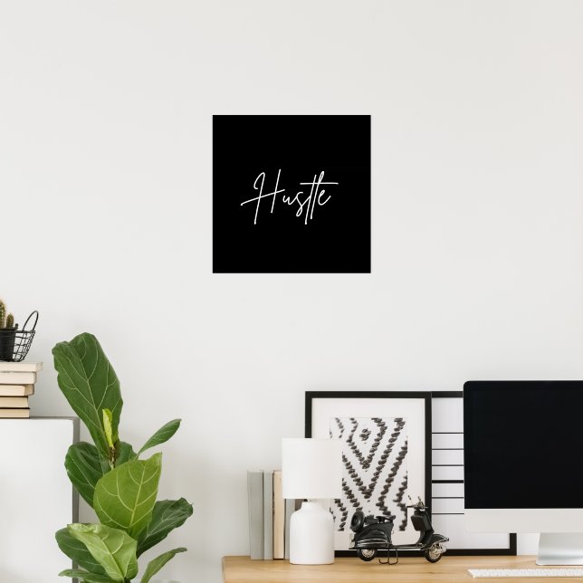 Hustle Quote Wall Art – Modern Minimal Poster (Bureau à domicile)