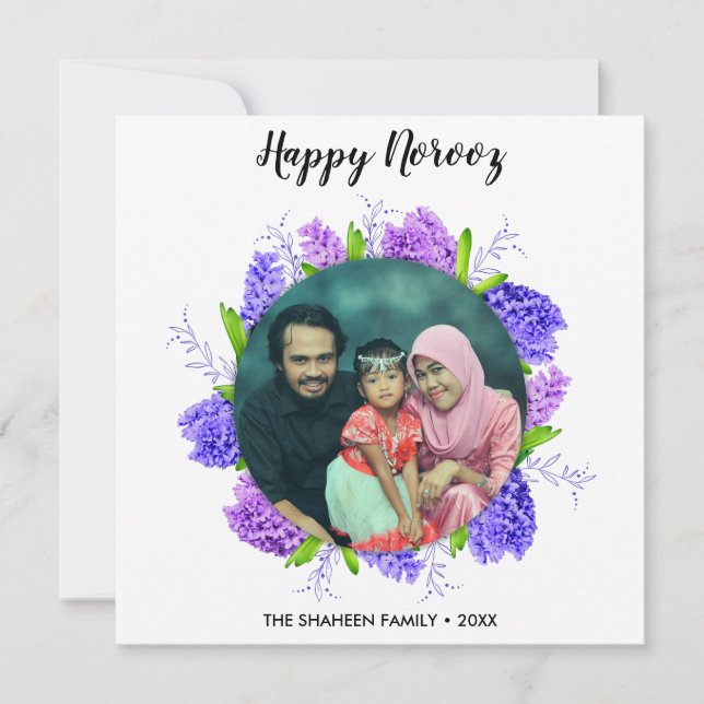 Hyacinth Wreath Happy Norooz Carte photo du Nouvel (Devant)