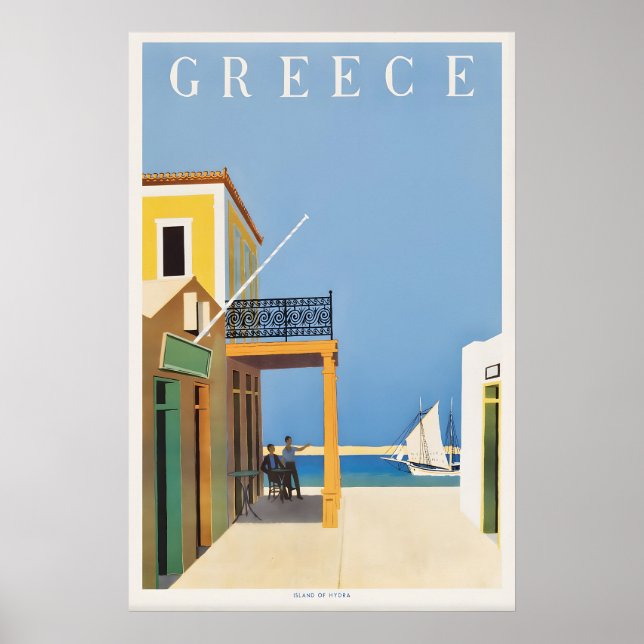 Hydra Grèce Affiche de voyage vintage Méditerranée (Devant)