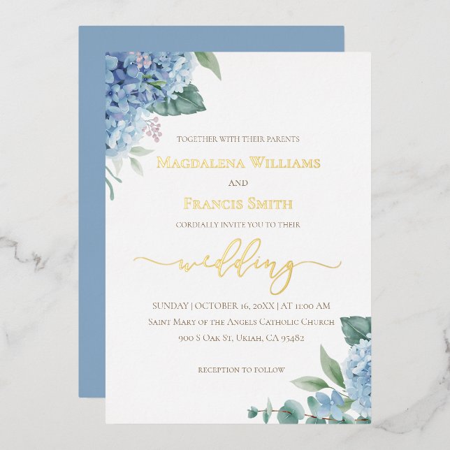 Hydrangea aquarelle | Invitation de mariage (Recto/Verso)