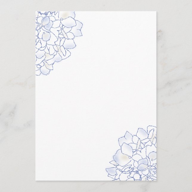 Hydrangea Art White Wedding Programme Paper (Devant)