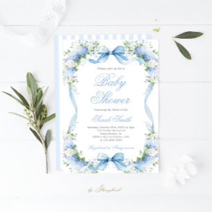 Hydrangea Baby shower Invitation garçon