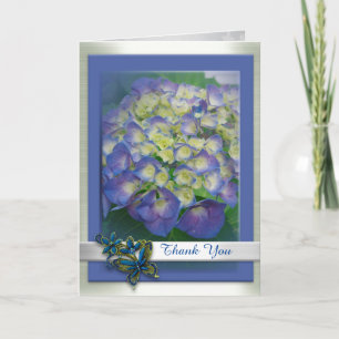 Hydrangea bleu blanc carte de remerciements