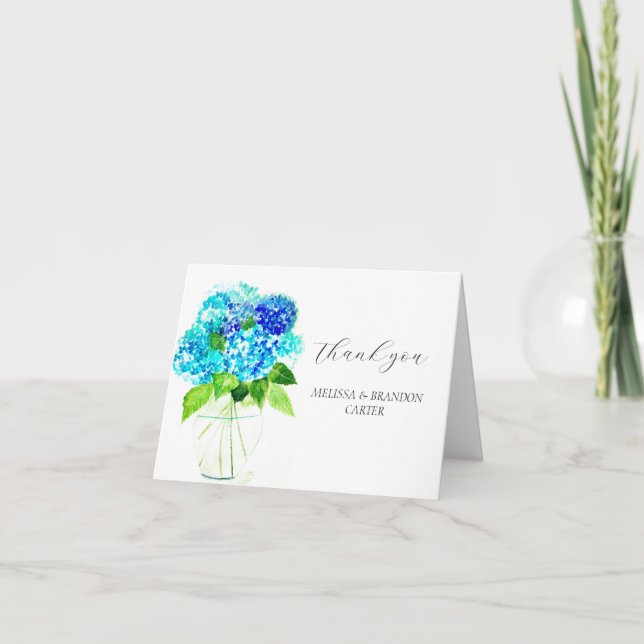 Hydrangea Bleu Floral Rustique Mariage Merci  (Devant)