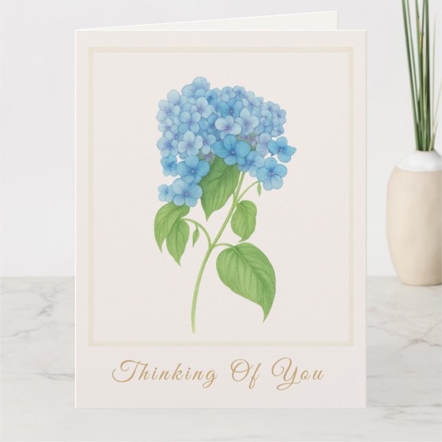 Hydrangea Bleue En Pensée Pour Toi | Carte De Voeu (Devant)