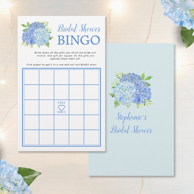 Hydrangea Blue Floral Fête des mariées Bingo Jeu (Créateur téléchargé)
