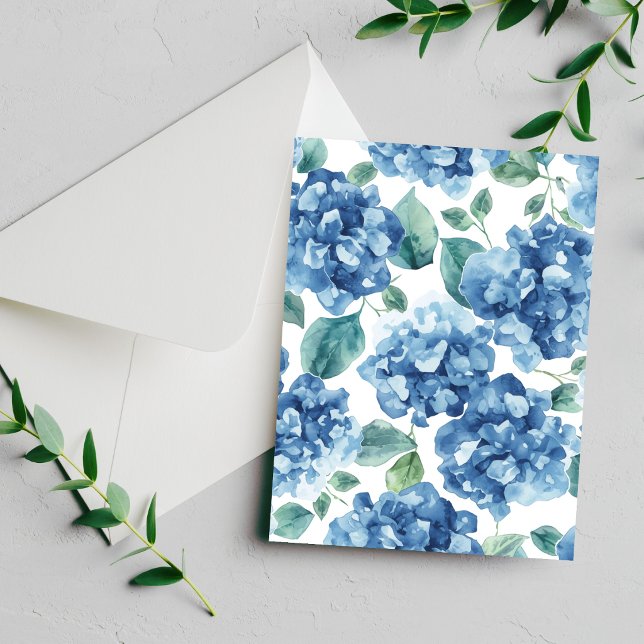 Hydrangea Blues | Fleur Carte Fleurs Aquarelle (Créateur téléchargé)