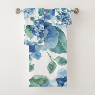 Hydrangea Blues Motif Fleur Fleurie Aquarelle