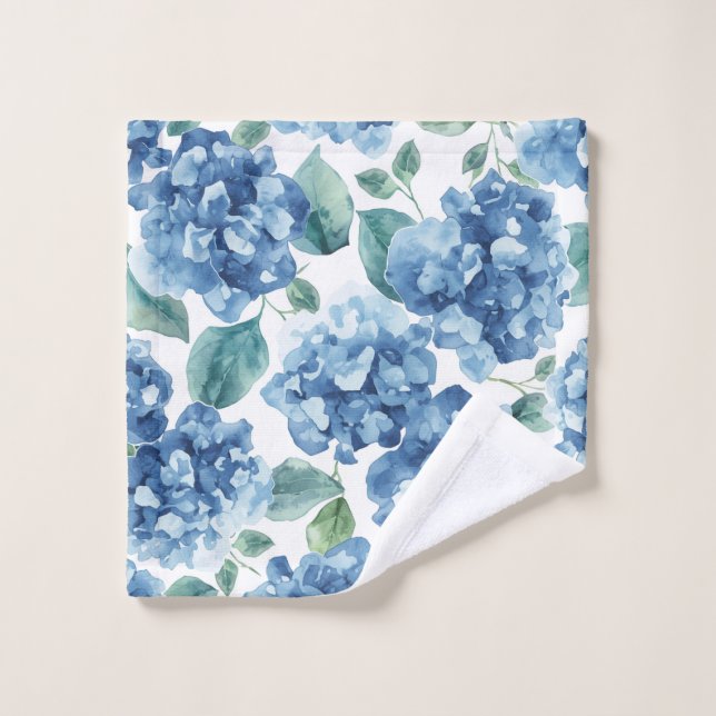 Hydrangea Blues | Motif Fleur Fleurs Aquarelle (Gant de toilette)