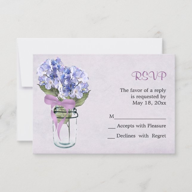 Hydrangea dans un pot Mason - Carte RSVP (Devant)