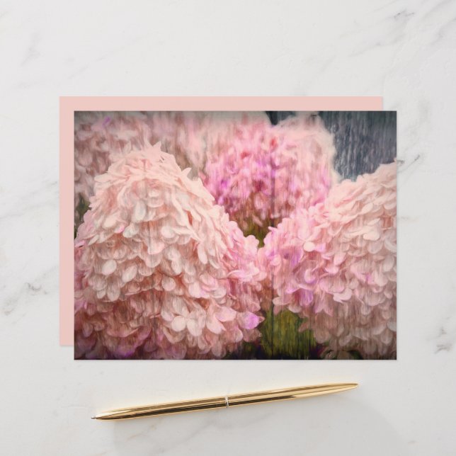 Hydrangea Découpage en bois floral rose blush vint (Devant/Arrière en situation)