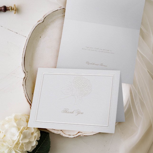 Hydrangea Elegant Classic Mariage Merci (hydrangeas wedding folded thank you card formal traditional elegant modern classic double frame)