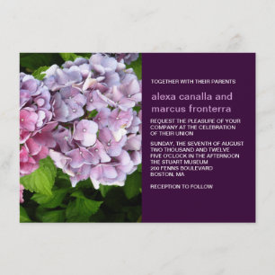 Hydrangea Faire-part de mariage pourpre