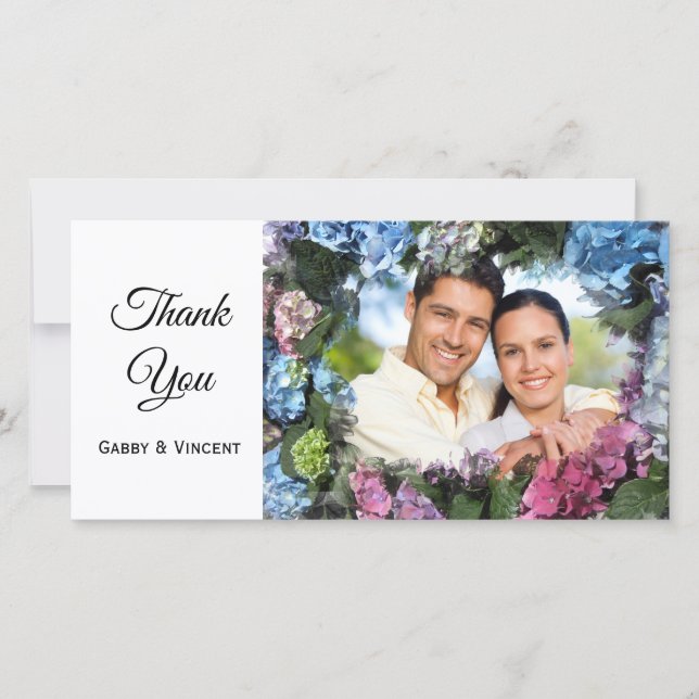 Hydrangea Fleurs Cadre Mariage photo Merci (Devant)