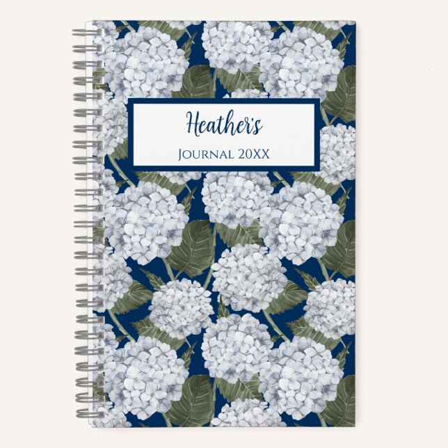 Hydrangea Floral Personalized Journal Notebook (Recto)
