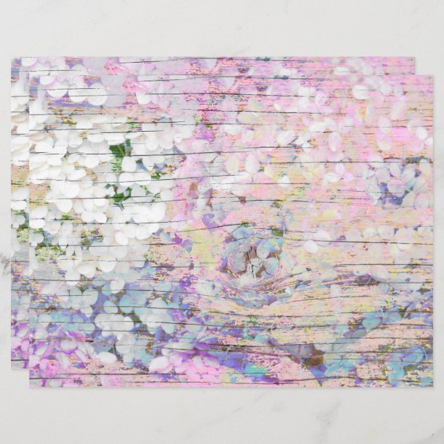 Hydrangea Floral rose Pays Bois Vintage (Devant / Derrière)