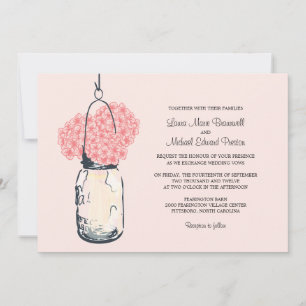 Hydrangea & Mason Jar Invitations de mariage