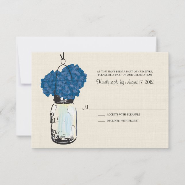 Hydrangea & Mason Jar Wedding RSVP (Devant)
