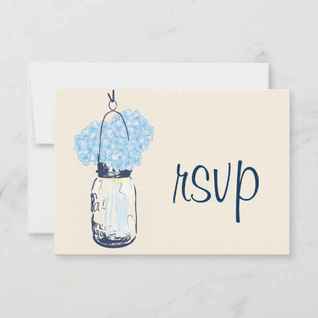 Hydrangea & Mason Jar Wedding RSVP (Devant)