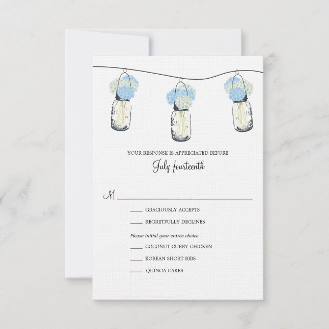 Hydrangea & Mason Jar Wedding RSVP (Devant)