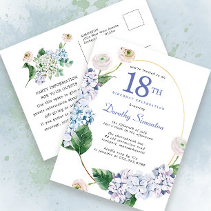 Hydrangea Rose 18e anniversaire Invitation d'été
