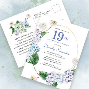 Hydrangea Rose 19e anniversaire Invitation d'été