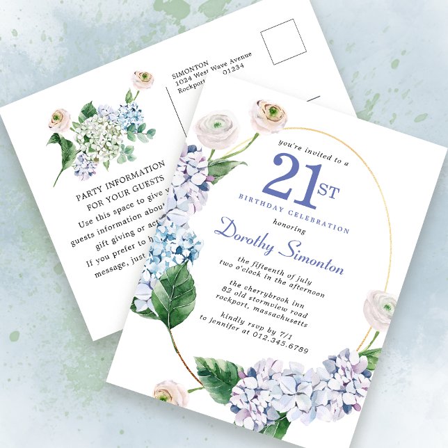 Hydrangea Rose 21e anniversaire Invitation d'été (Créateur téléchargé)