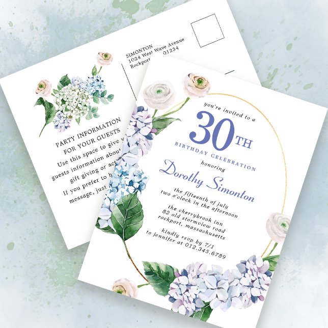 Hydrangea Rose 30e anniversaire Invitation d'été (Créateur téléchargé)