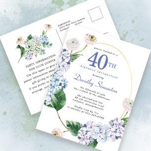 Hydrangea Rose 40e anniversaire Invitation d'été