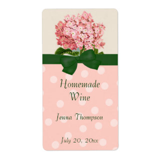 Hydrangea rose et blanc Étiquette de vin maison