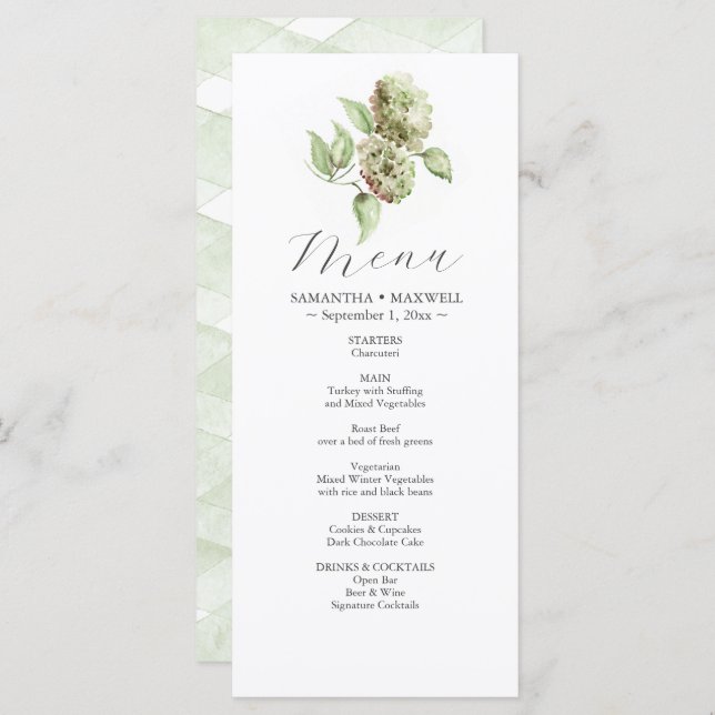 Hydrangea Wedding Menus  (Devant / Derrière)