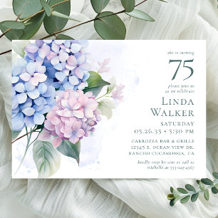 Hydrangeas 75e anniversaire de fête Invitation