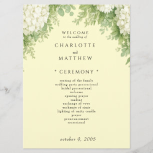 Hydrangeas Blanches Élégantes Programme de Mariage