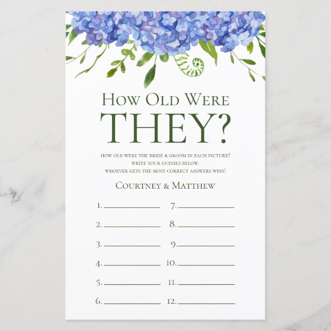 Hydrangeas Bleus Quel âge avaient-ils ? Jeu de dou (Devant)