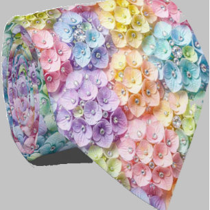 Hydrangeas & Diamonds Col cravate arc-en-ciel pa