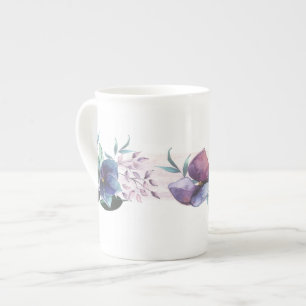 Hydrangée bleue contemporaine Os floral Chine Mug