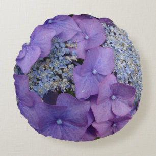 Hydrangée violette Fermer Coussin rond