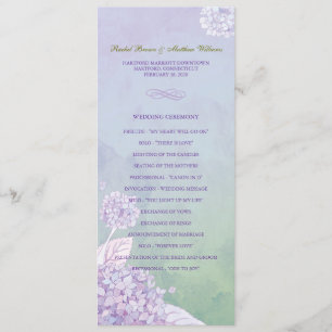 Hydrangée violette Programme de mariage vertical l