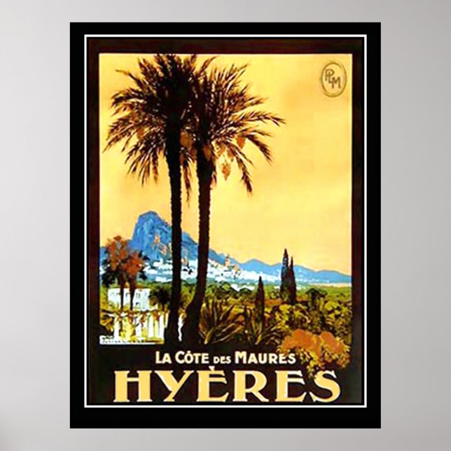 Hyeres Cote da Azur affiche publicitaire Vintage (Devant)