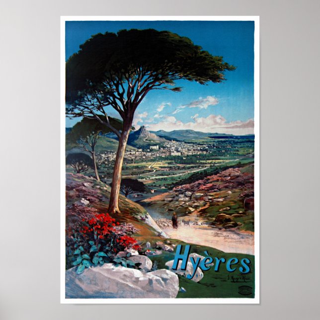 Hyeres, France Poster vintage restauré (Devant)