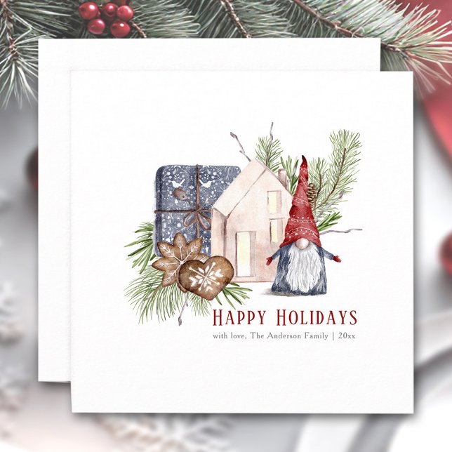 Hygge Christmas mignonne Gnome Nordic Holiday Card (Hygge Christmas Cute Gnome Nordic Holiday Card)