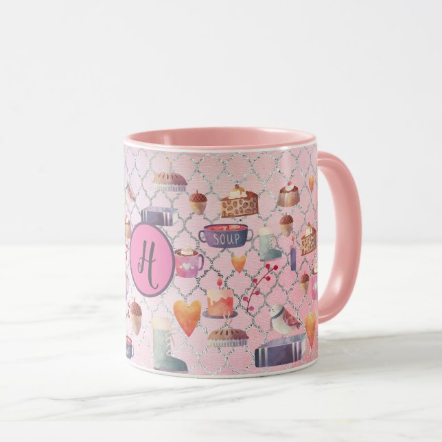 Hygge Mugs Cosy Life Personnalisé Folkart Rose (Devant droit)