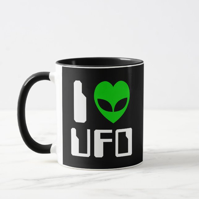 I Alien Heart UFO Coffee Mug (Gauche)
