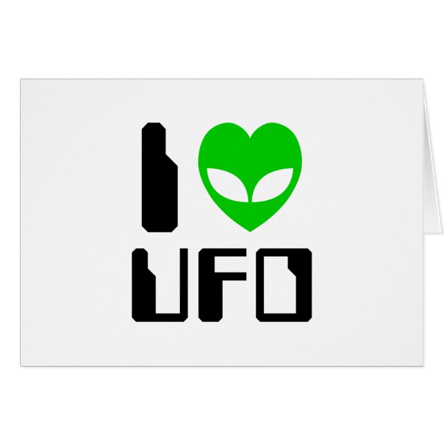 I Alien Heart UFO Greeting Card (Devant horizontal)