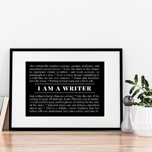 I AM A WRITER Poster pour Writers & Authors