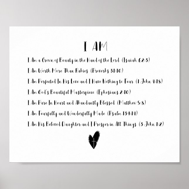 I Am Affirmations Christian Poster (Devant)