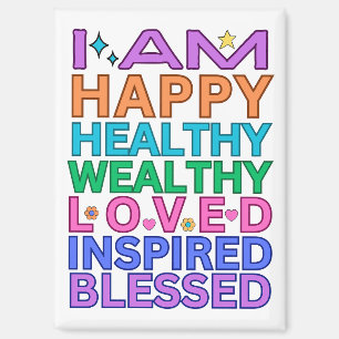 I Am Affirmations Magnet - Vibes colorées positive