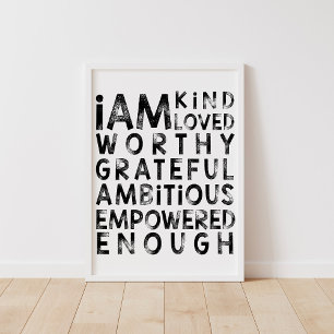 I Am Enough Affirmations For Kids Poster