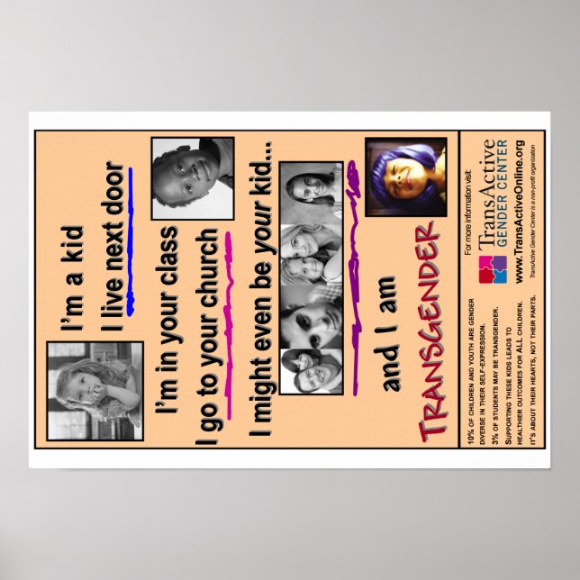 "I Am Transgender" 19" x 13", Poster (Glossy) (Devant)