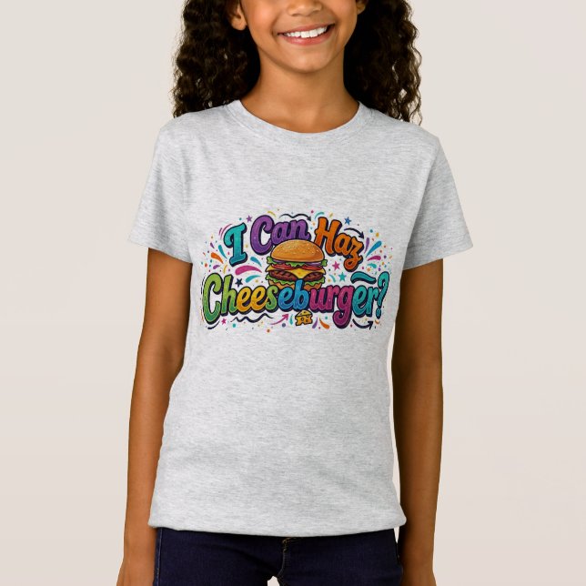 I Can Haz Cheeseburger? – T-Shirt Chat Mignon Drôl (Devant)